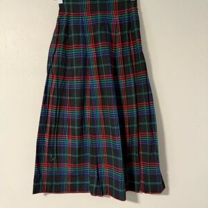 Talbots Womens Skirt Bla Plaid 100% Cotton Pleated  VTG 4P Midi 32”